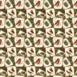 Tecido Decoração Policanvas Natal Pássaro e Azevinho