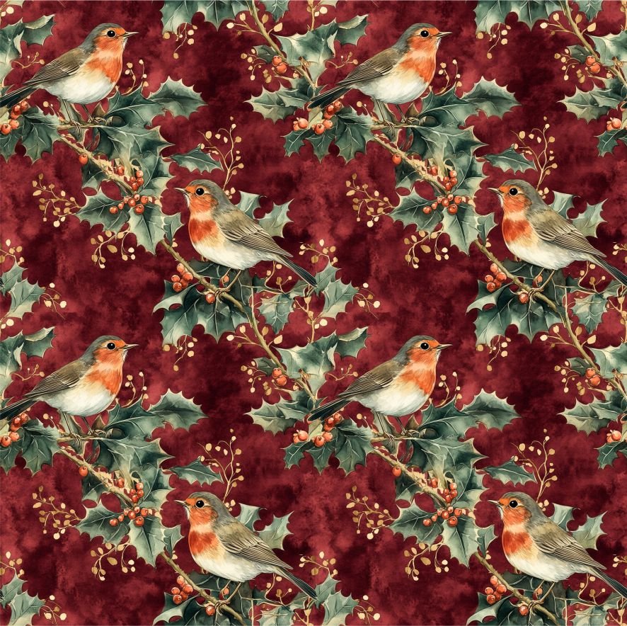 Tecido Policanvas Passaros e Natal Violet Fabrics