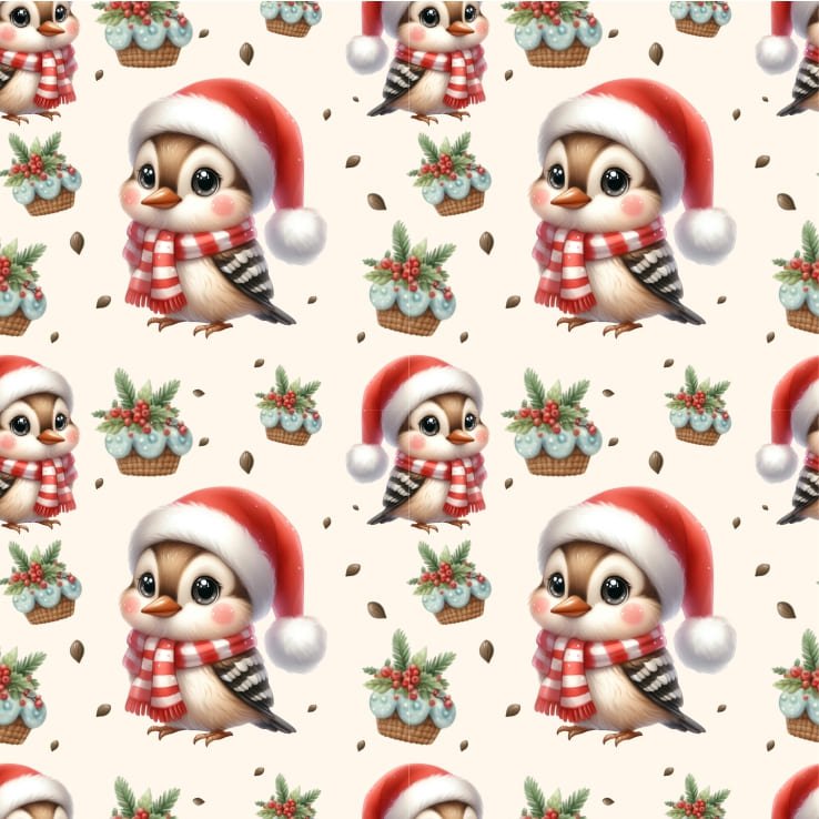 Popeline Natal Passarinhos Tecido Popeline Natal Passarinho - Cru - Image 1