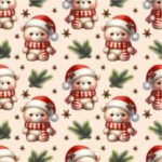 Tecido Popeline Natal Ursinho - Cru