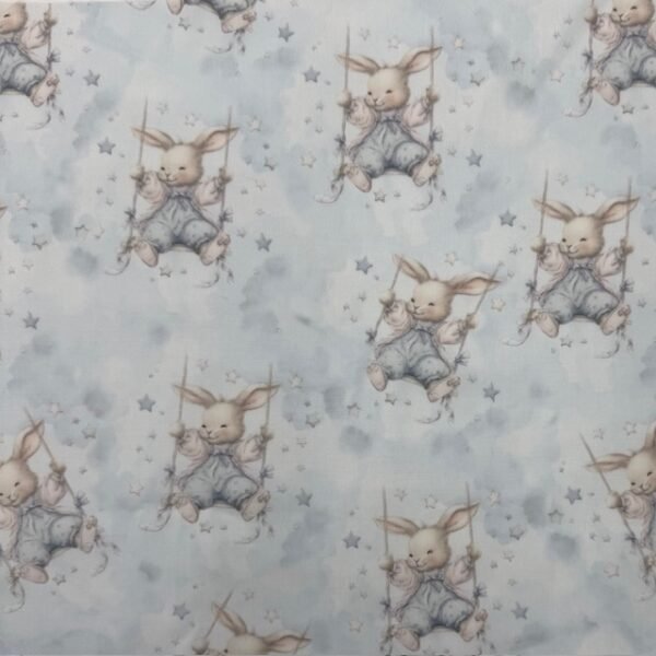 Popeline Coelhinho Baloiço - Azul