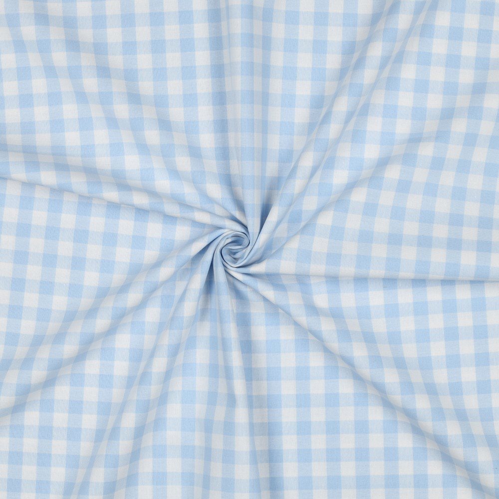 Popeline Fio Tinto Xadrez – Azul Claro e Branco (3) Popeline Fio Tinto Xadrez – Azul Claro e Branco 9 mm - Image 1