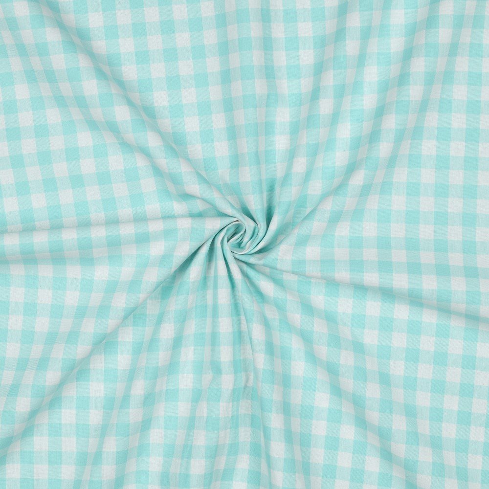 Popeline Fio Tinto Xadrez – Verde Claro e Branco Popeline Fio Tinto Xadrez – Verde Claro e Branco 9 mm - Image 1