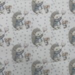 Popeline Pintas Ouriço e Ratinho - Azul