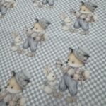 Popeline Xadrez Raposa e Coelhinho - Azul - Image 2