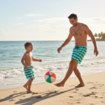 Tecido p/ Calções de Banho Tactel Ondas - Cru - Image 2