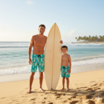 Tecido p/ Calções de Banho Tactel Surf - Azul Turquesa - Image 2