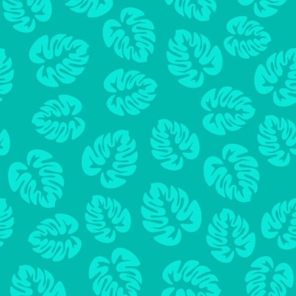 Tecido p/ Calções de Banho Tactel Folhas - Azul Turquesa