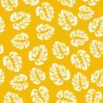 Tecido p/ Calções de Banho Tactel Folhas - Amarelo