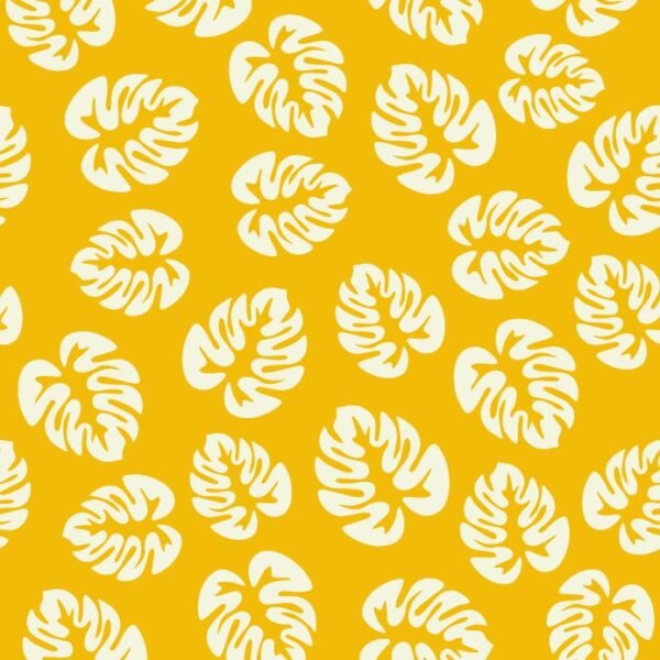 Tecido p/ Calções de Banho Tactel Folhas - Amarelo