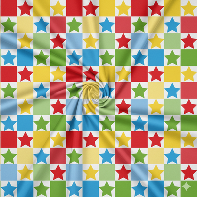 Tecido Cetim Carnaval Estrelas e Quadrados Violet Fabrics