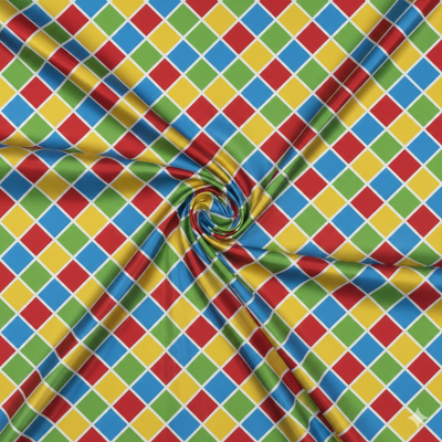 Tecido Cetim de Carnaval Xadrez v Violet Fabrics