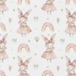 Popeline Coelhinha Arco-Íris - Branco