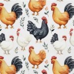 Popeline Galinhas - Branco