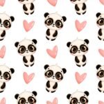 Popeline Panda Corações Dias dos Namorados - Branco