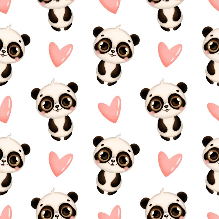 Popeline Panda Corações dias dos namorados o Popeline Panda Corações Dias dos Namorados - Branco - Image 1