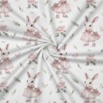 Popeline Páscoa Coelhinha Flores - Branco - Image 2