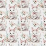 Popeline Páscoa Coelhinho Flores - Branco