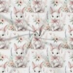 Popeline Páscoa Coelhinho Flores - Branco - Image 2