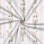 Popeline Páscoa Coelhinho com Flores - Branco - Image 2