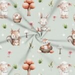 Popeline Páscoa Coelhinho e Esquilo - Verde Menta - Image 2