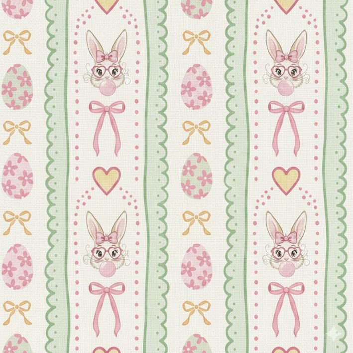 Tecido Popeline Pascoa Coelhinho e Ovos Branco 1 Violet Fabrics