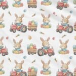 Popeline Páscoa Coelhinhos Quinta - Branco