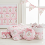 Popeline Páscoa Coelhinhos e Riscas - Rosa - Image 3