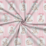 Popeline Páscoa Coelhinhos e Riscas - Rosa - Image 2