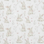 Popeline Páscoa Coelhinhos - Cru