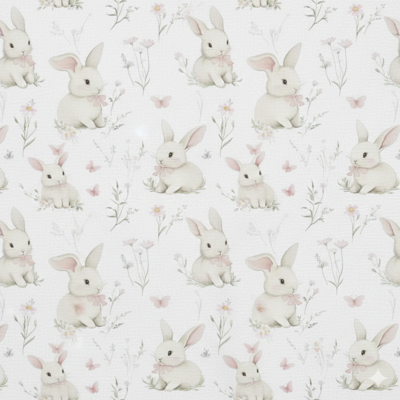 Tecido Popeline Pascoa Coelhinhos v Violet Fabrics