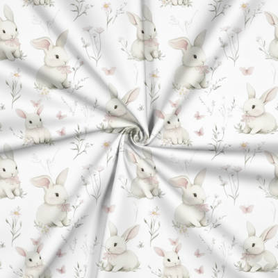 Tecido Popeline Pascoa Coelhinhos Violet Fabrics