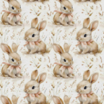 Popeline Páscoa Coelhos - Cru