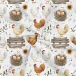 Popeline Páscoa Galinha - Branco - Image 2