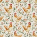 Popeline Páscoa Galinhas - Cru