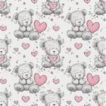 Popeline Ursinhos e Corações - Branco
