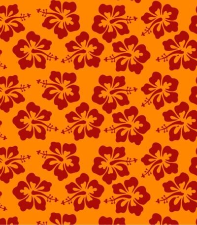 Tecido p/ Calções de Banho Tactel Flor – Laranja