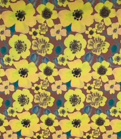 Seda Crepe – Floral – Amarelo