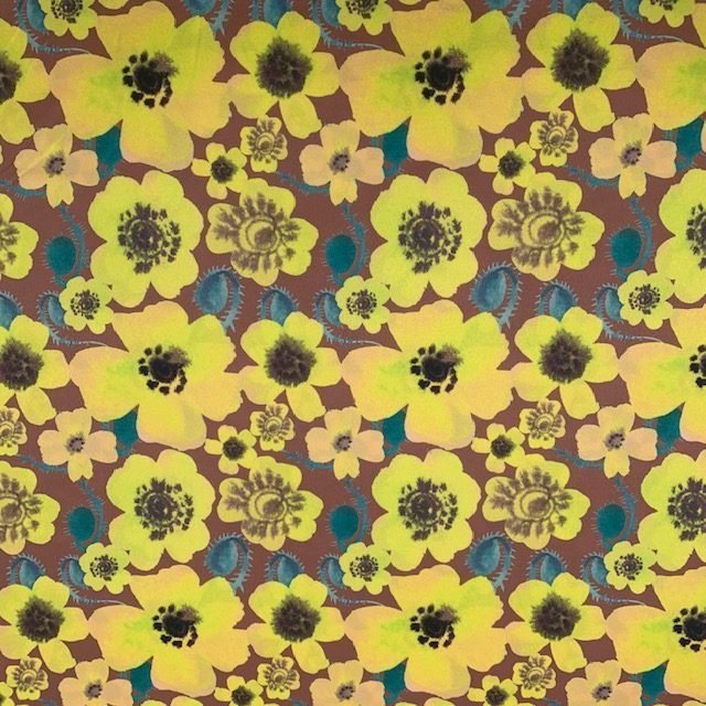 Seda Crepe – Floral – Amarelo