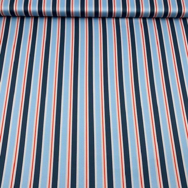 Seda Crepe – Riscas – Azul