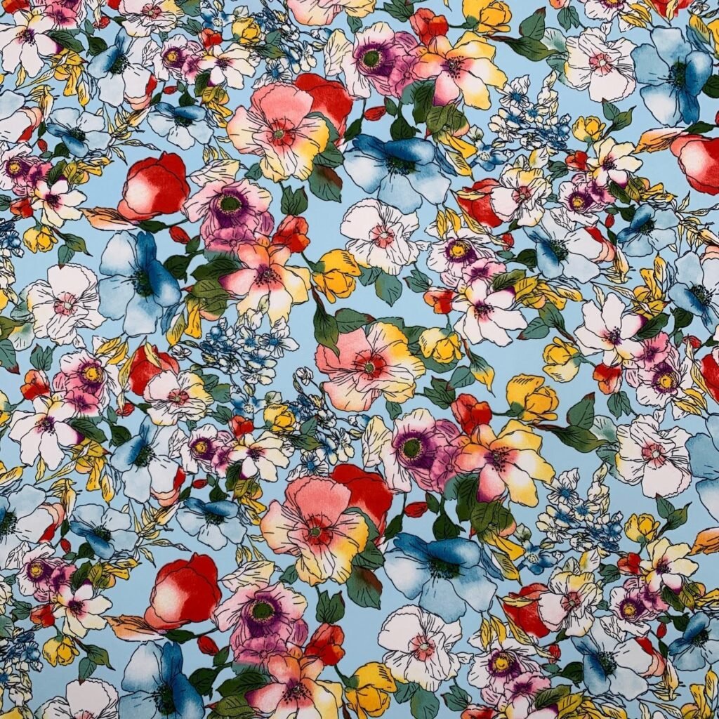 Seda Estampada – Azul Bebé