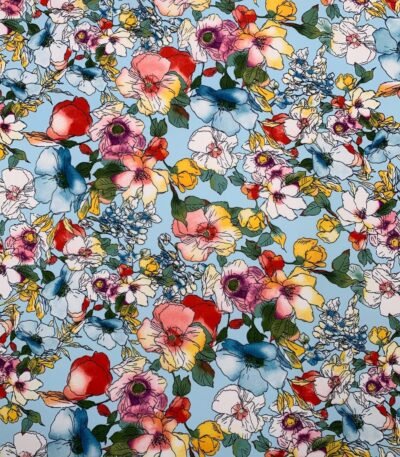 Seda Estampada – Azul Bebé