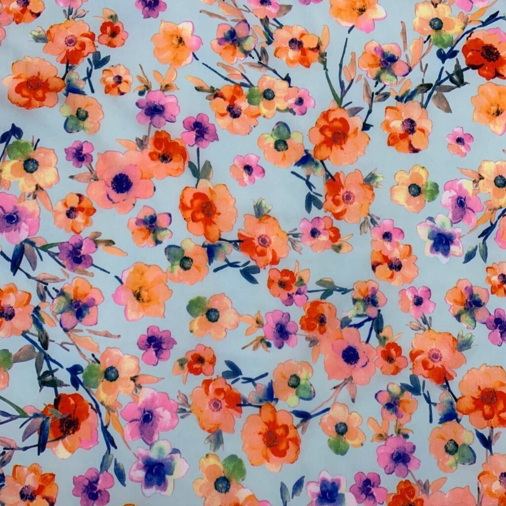 Seda Estampada – Azul Claro