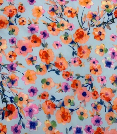 Seda Estampada – Azul Claro
