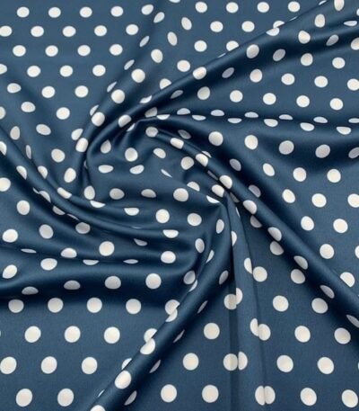 Seda Crepe – Bolas – Azul Marinho
