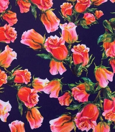 Seda Estampada – Azul Marinho