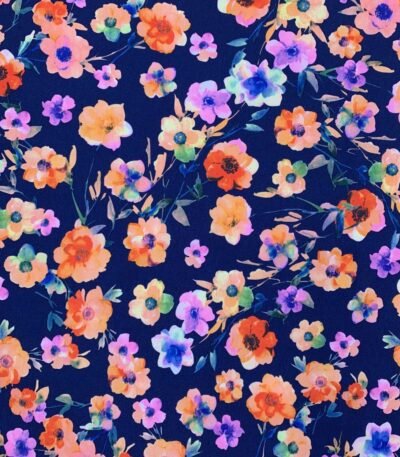 Seda Estampada – Azul Marinho