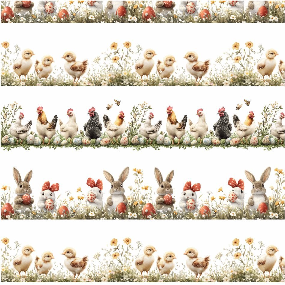 Tecido Decoração Policanvas Barras Animais Páscoa