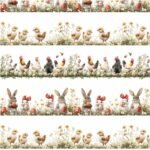 Tecido Decoração Policanvas Barras Animais Páscoa