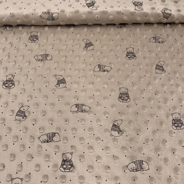 Malha Minky Estampada – Bege Escuro